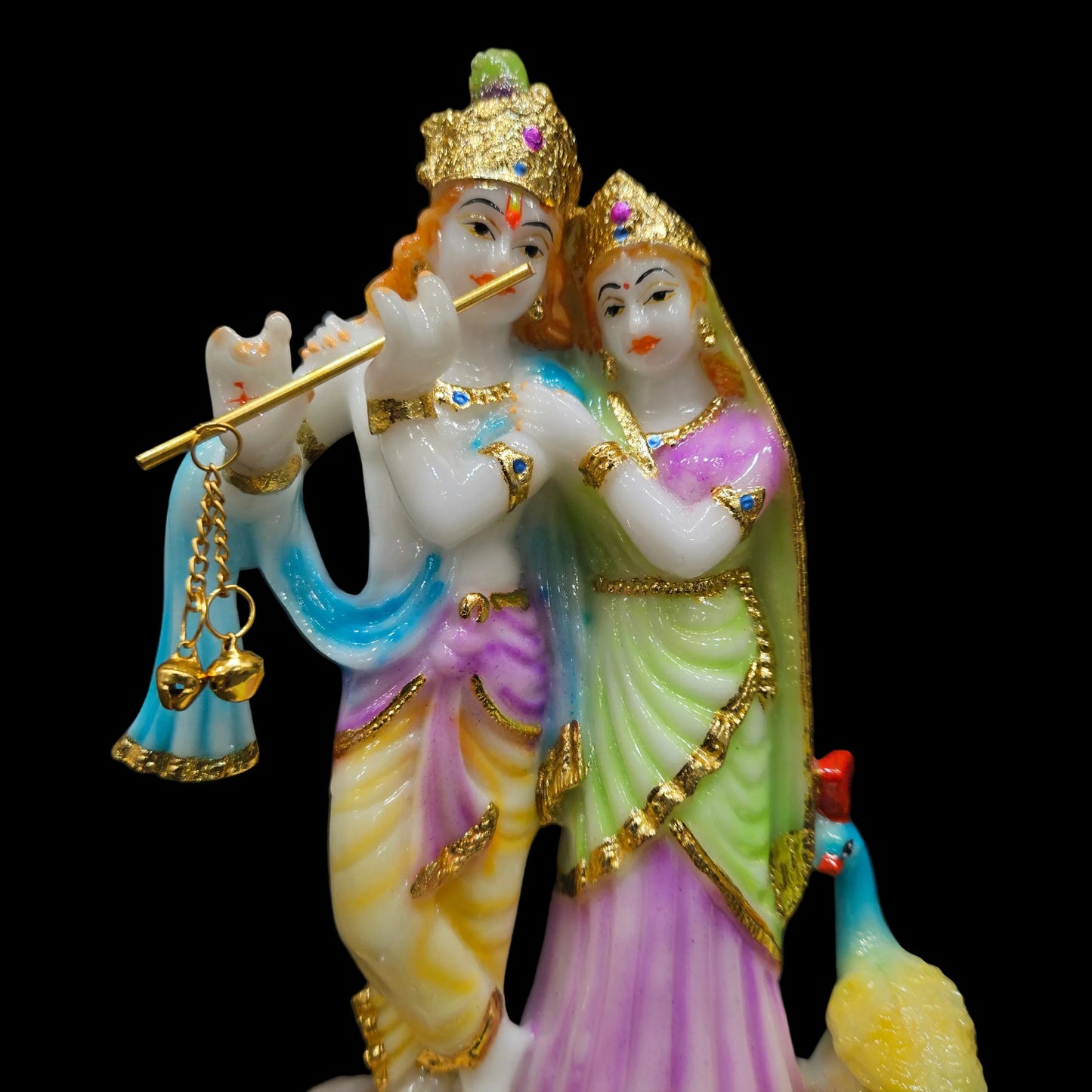 Shree Radha Krishna Idol | Marble Powder Murti for Home Temple, Office & Pooja Mandir | Figurine for Janmashtami, Worship & Festive Gifting