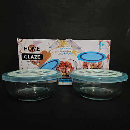 Home glaze two piece large size glass bowls with air tight lid for Return gifts