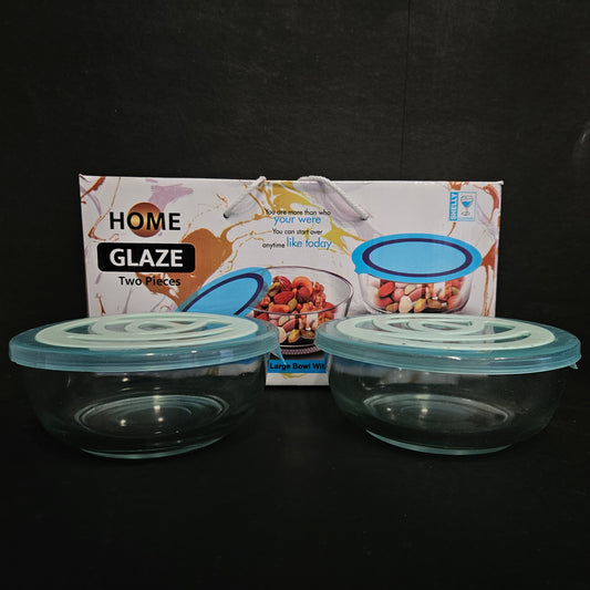 Home glaze two piece large size glass bowls with air tight lid for Return gifts