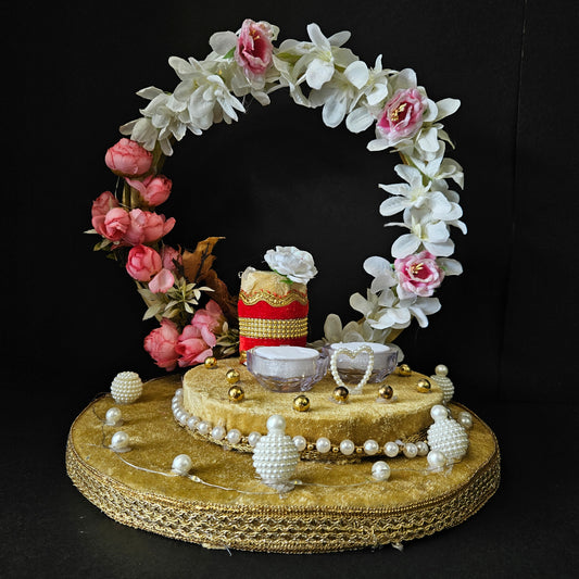 Flowral Decorated Engagement Ring Platter or Wedding Engagement Ring Platter - Decorative Ring Plate and Tray for Ceremony Rajahmundry