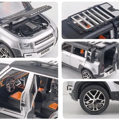 Defender Exclusive Alloy Metal Pull Back Die-cast Car Diecast Metal Pullback Toy car with Openable Doors & Light, Music Gifts for Kids