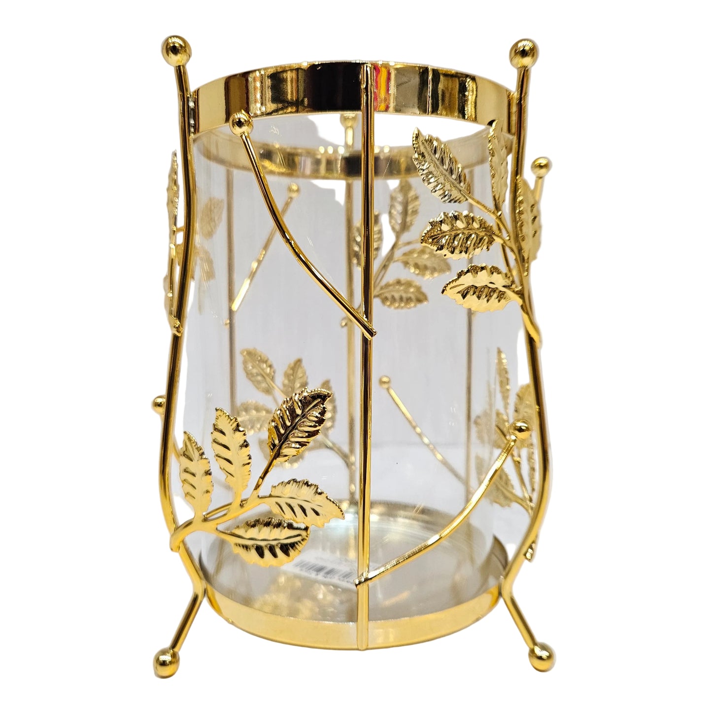 Nordic-style luxury gold metal and glass cylindrical vase Showpiece Figurine