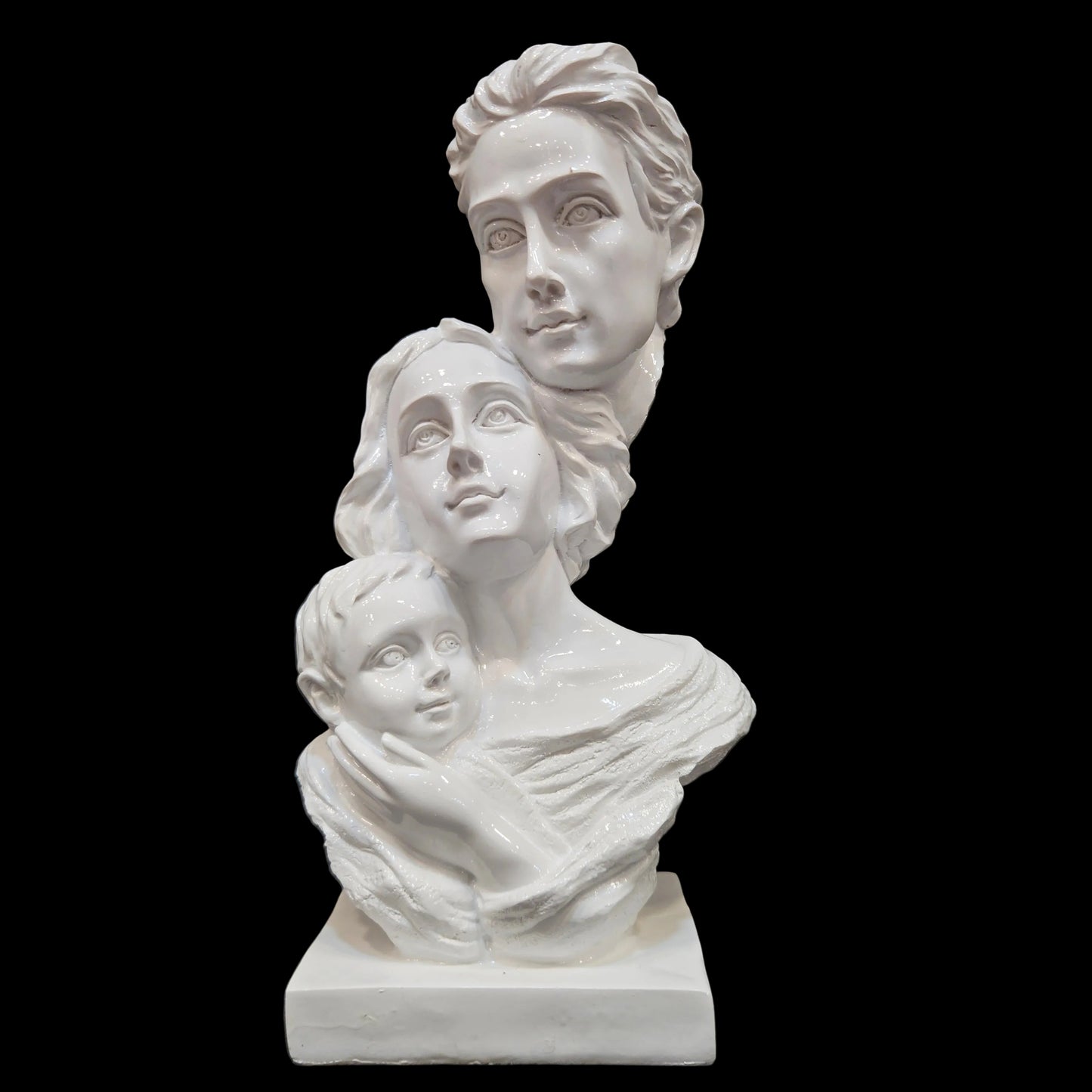 Polyresin Statue Family of 3, for Home Décor and Gifting, White Three Faces Family Portrait Resin Sculpture | Modern Abstract White Bust for Home Decor