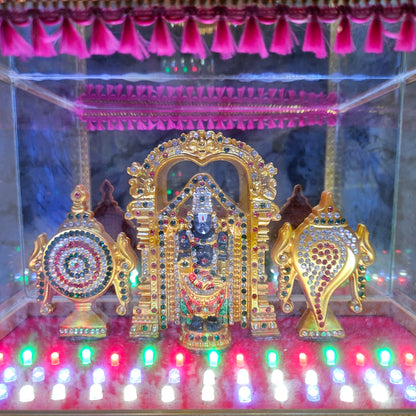 Kundan lighting showcase frame depicting Lord Venkateswara with Lights,Music & sank chakra