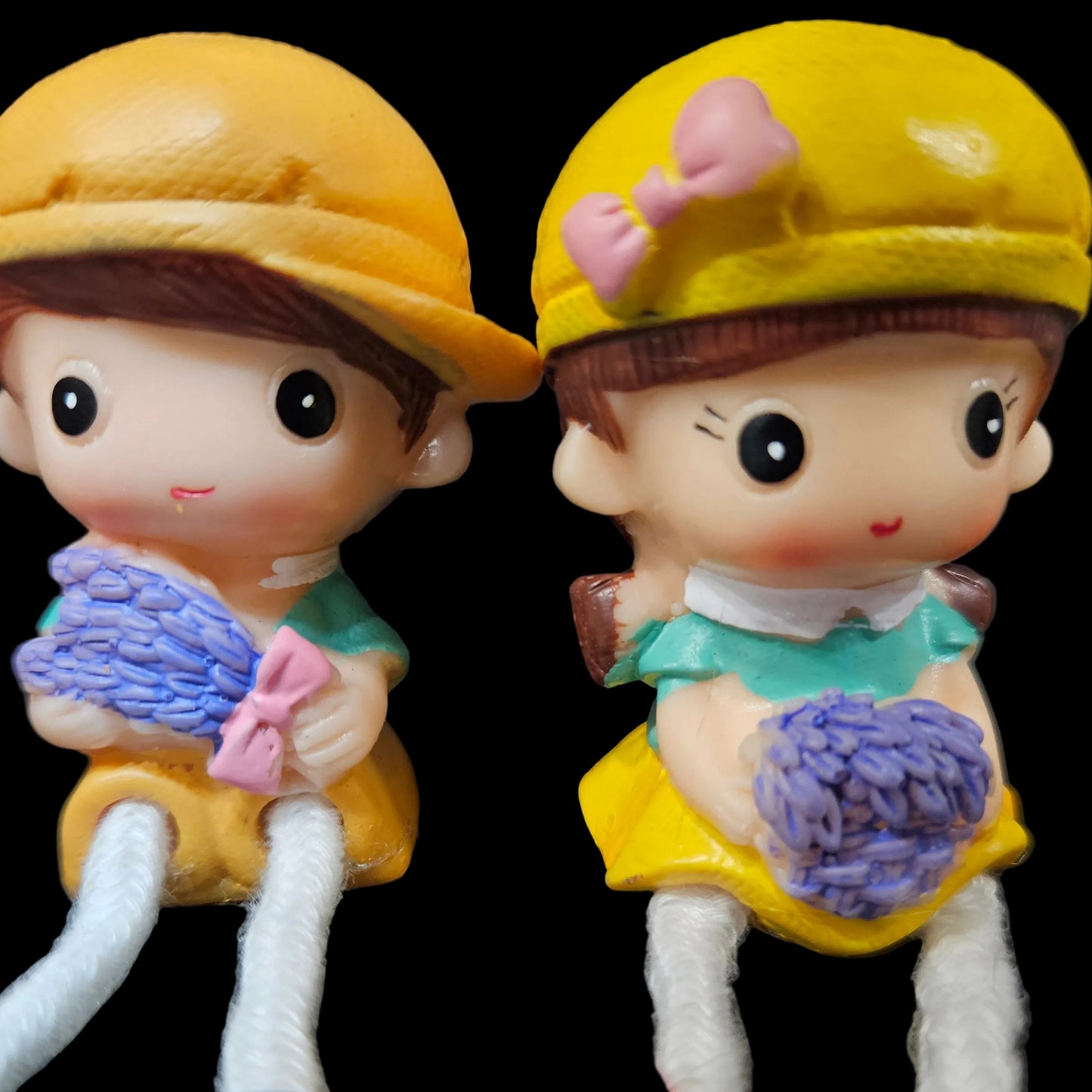 Family Set Charming Showpiece | Polyresin Hanging Legs Statues | Family Sitting Dolls Miniature Figurine for Living Room Shelf Home Decor Items (4 Pcs Set
