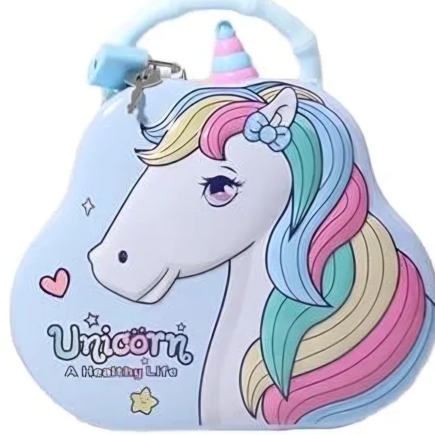 Unicorn Themed metal money bank with key locker