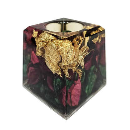 Decoratives Epoxy Resin Pen Stand with Gold Foil & Dry Rose Petals | Desk Organizer for Office, Study Table, Home Decor & Gifting for All Occassions