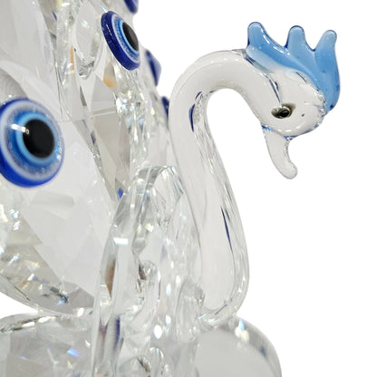 Crystal Peacock Showpiece| Evil Eye Crystal Peacock for Home Decor | Peacock Transparent Glass Showpiece Unique & Fancy Glass Peacock Showpeice
