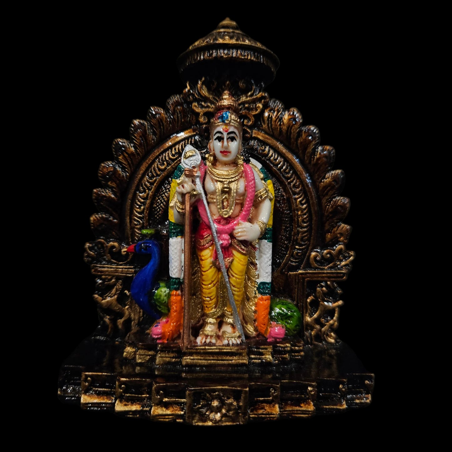 Lord Murugan Idol Handcrafted Decorative Hindu Deity Statue Polyresin Figurine for Pooja Mandir, Home Temple, Showcase & Car Dashboard