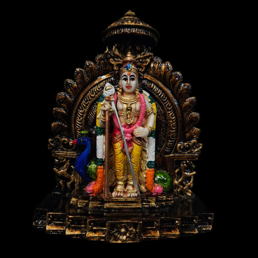 Lord Murugan Idol Handcrafted Decorative Hindu Deity Statue Polyresin Figurine for Pooja Mandir, Home Temple, Showcase & Car Dashboard