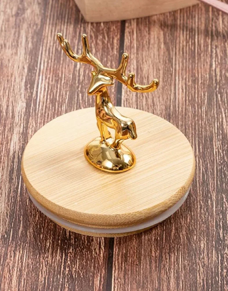 kitchen glass storage container airtight glass Jar sealed tank with metal elk deer top bamboo lid