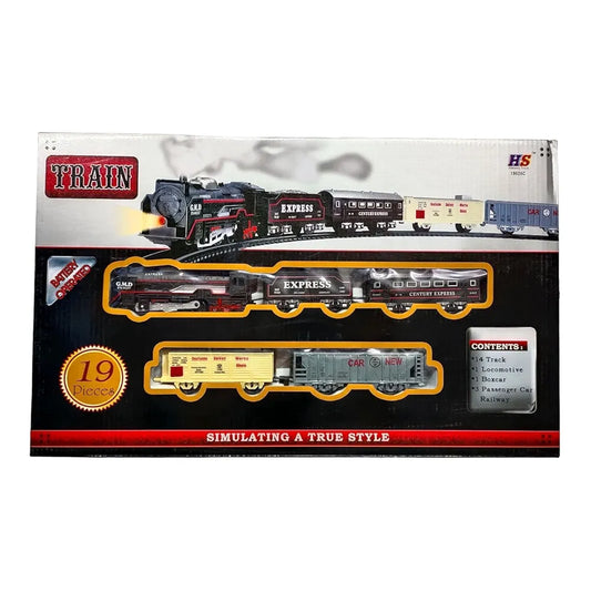 Black Colour Toy Train for Kids |19 pcs Plastic Train Set | Battery Operated Train Engine Toy for Kids | High Speed Engine Train with Round Track