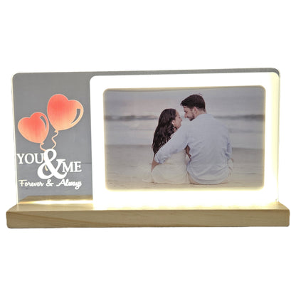 Acrylic photo frame with led night lamp,with personalized photo frame perfect for home decor & Gifting purpose