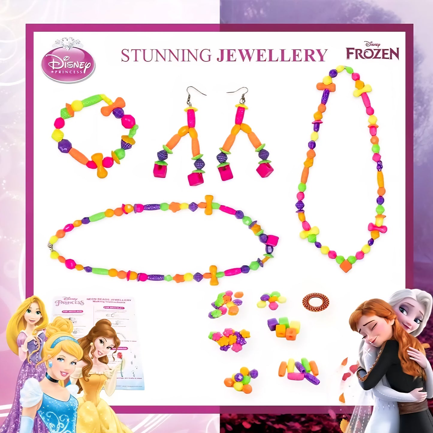 RATNA'S 2 in 1 Disney Princess & Frozen Jewelry Making DIY Kit