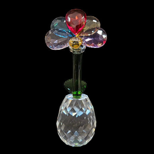 Glass Flower Figurine Paperweight, Crystal Flower Desktop Decoration Statue Paperweight Five-color Flower High-End Office Decoration