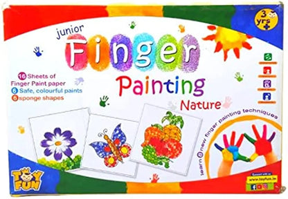 Junior Finger Painting nature learn 8 new finger painting techniques. 16 sheets of paint paper, 6 safe, colourful paints, 6 Sponge shapes. Perfect for little artists to explore and express their creativity.