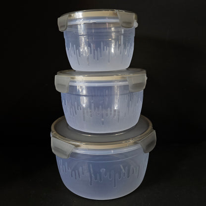 Twin Star a luxury kitchen airtight Round Lock transparent 3 piece set storage container with 600ml,1200ml&1800ml Capable Bpa free,unbreakable storage container