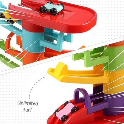Racer valley Jericos Premium Zip Zap Zoom Racing Tower Track with Stack, Drop, Roll & Ramp Play for Kids | Toy Car Ramp Race Tracks Toy Cars | Best Gift for Kids.