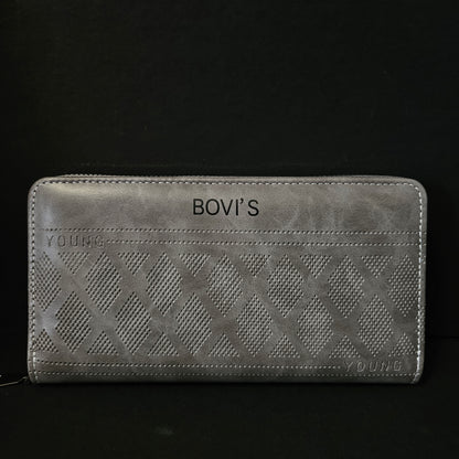 Bovis Leather Thin Slim Wallets for Women with Zipper