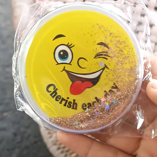 Smiley paper weight with liquid & glitters in it perfect for Office tables & for working tables