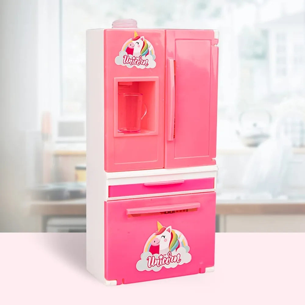 Double Door Plastic Miniature Role Play Refrigerator with Working Water Dispenser