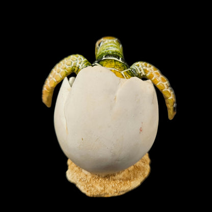 Adorable Baby Sea Turtle Hatching from Egg Tall Figurine