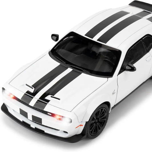 Dodge Challenger SRT Exclusive Alloy Metal Pull Back Die-cast Car Model with Sound Light Mini Auto Toy for Kids for Toy Car with Sound and Light