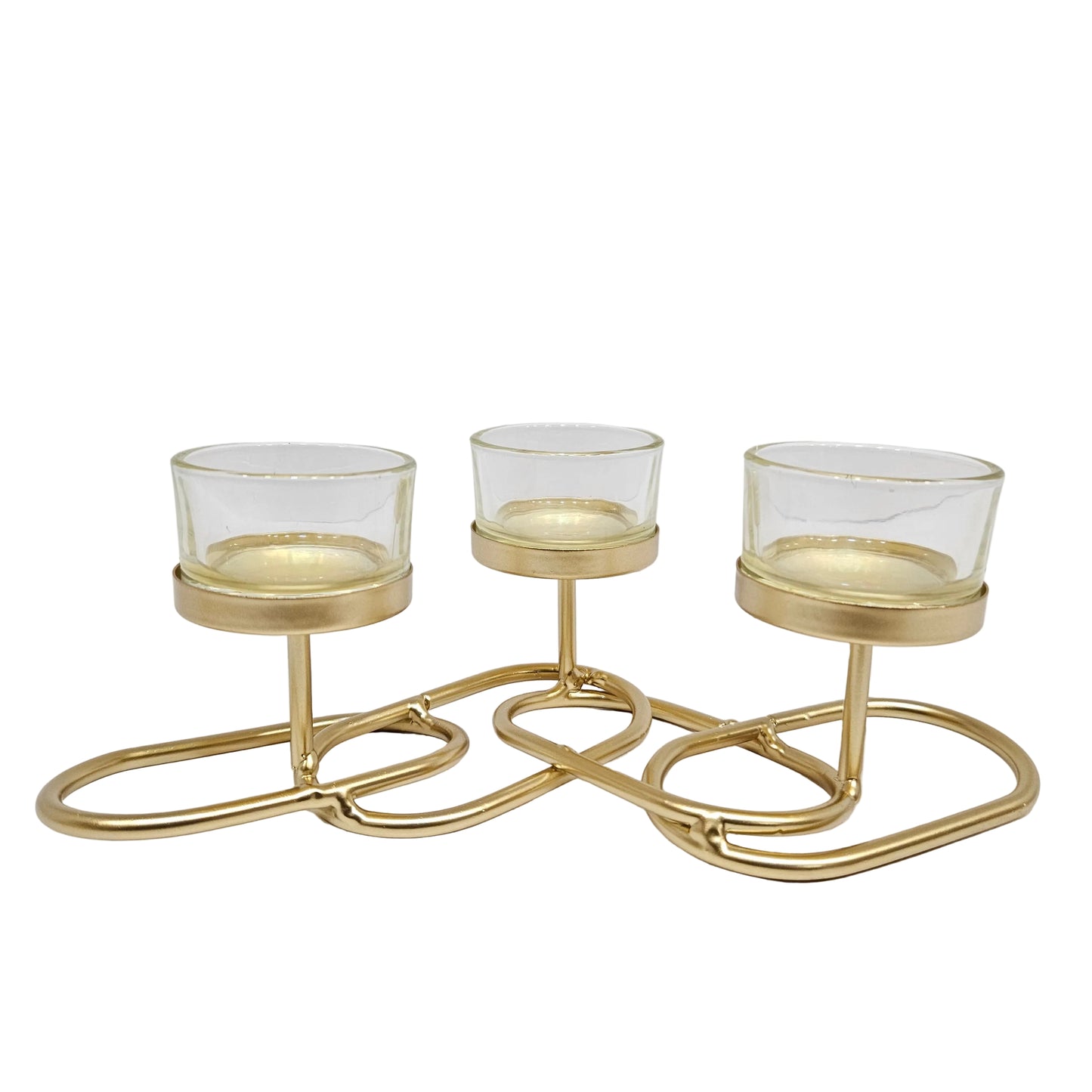 Iron 3 Arch Table Centerpiece Decorations Candle Holder for Weddings,Kitchen, Dining Room, and Coffee Tables, White, Clear glassy Chunky 3 Cups