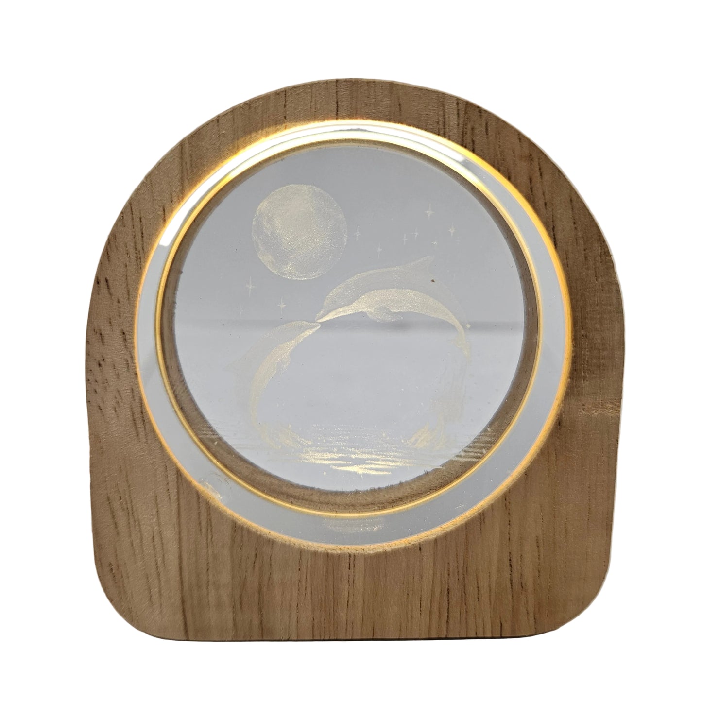 3D Crystal Ball Night Lamp, Night Light, USB Cable Crystal Ball Night Lamp with Wooden Frame, Night Lamp for Home Decoration Birthday Gift for Boys and Girls