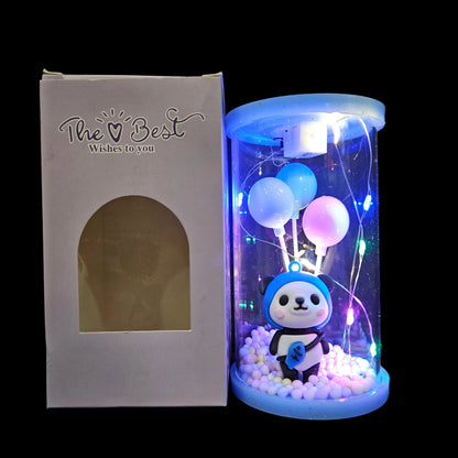 Panda best wishes lighting Balloons in a glass capsule perfect for couple gifting