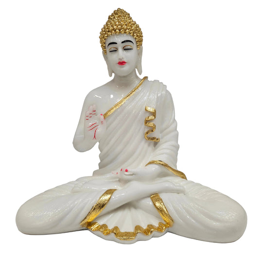 Polresin Golden White Buddha Statue for Garden|Meditation Statue |Outdoor Statue
