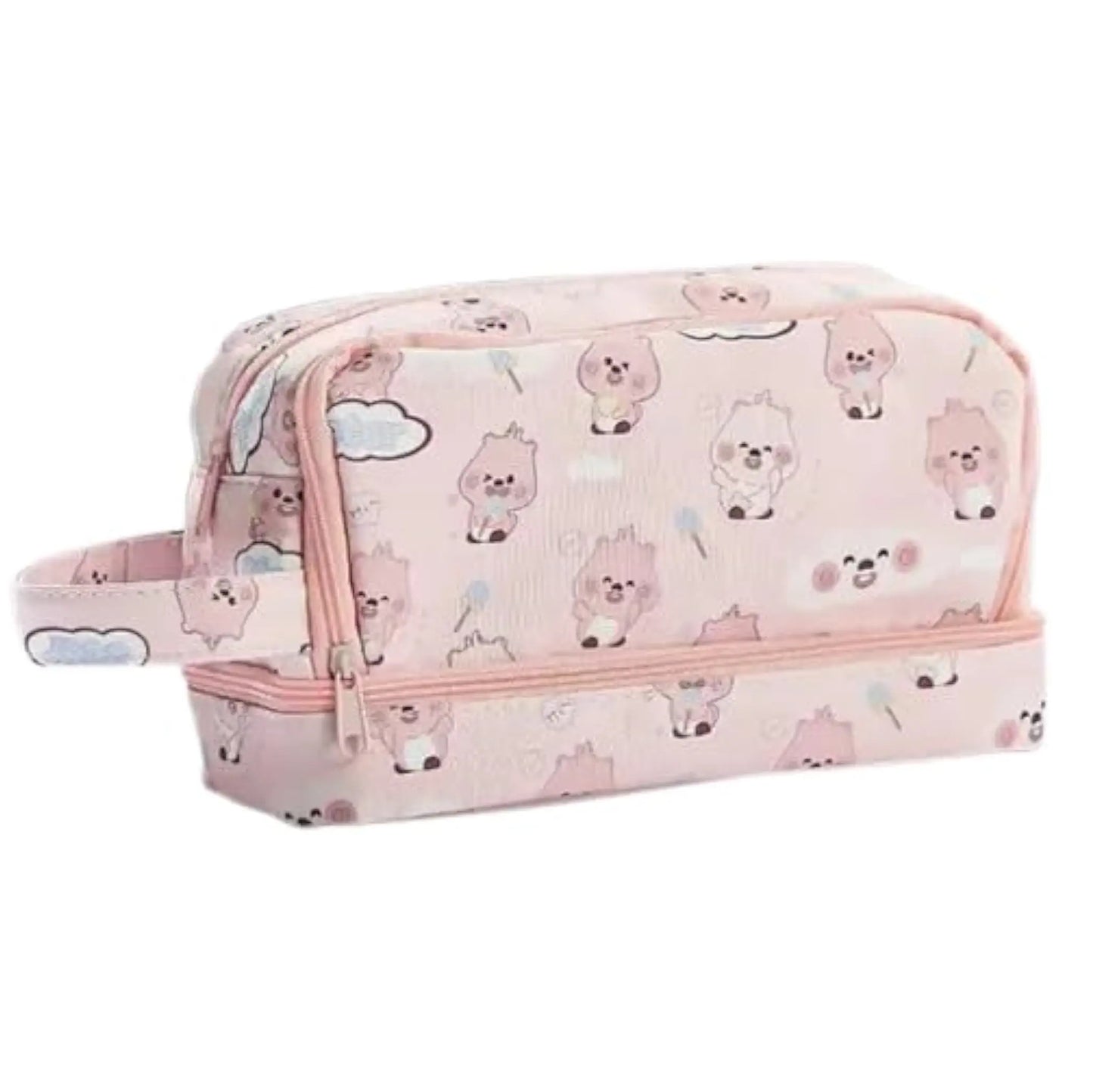 Cute Kawaii Print Pencil Pouch with 3Compartments, Multifunctional Stationery Organizer for School Office, Students, Stationery Pouch, Cosmetic Zip Pouch