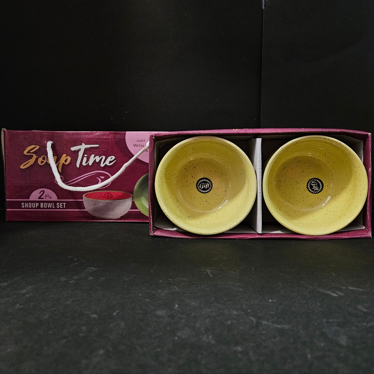 Soup Time Ceramic 2pcs Bowl set for Return gifting