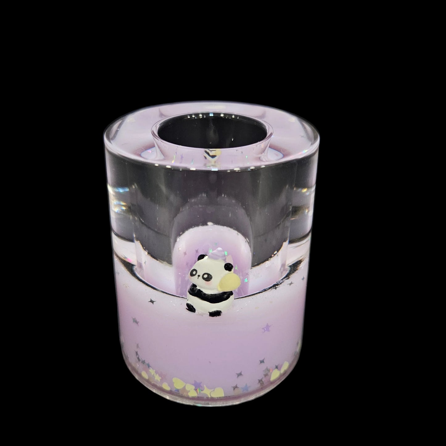 Himanshu Trading Company Glass Liquid Arcylic Panda Round Pen/Pencil Stand For Office/Study Table/Desk Organizer