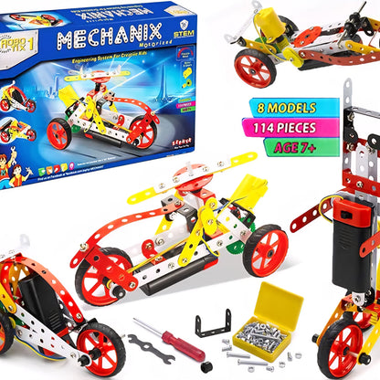 Baby Smiles MECHANIIX ROBOTIX 1 Engineering System for Creative Kids from Age 8+, in Box 114 Pieces Including High Powered Motor and Gear System