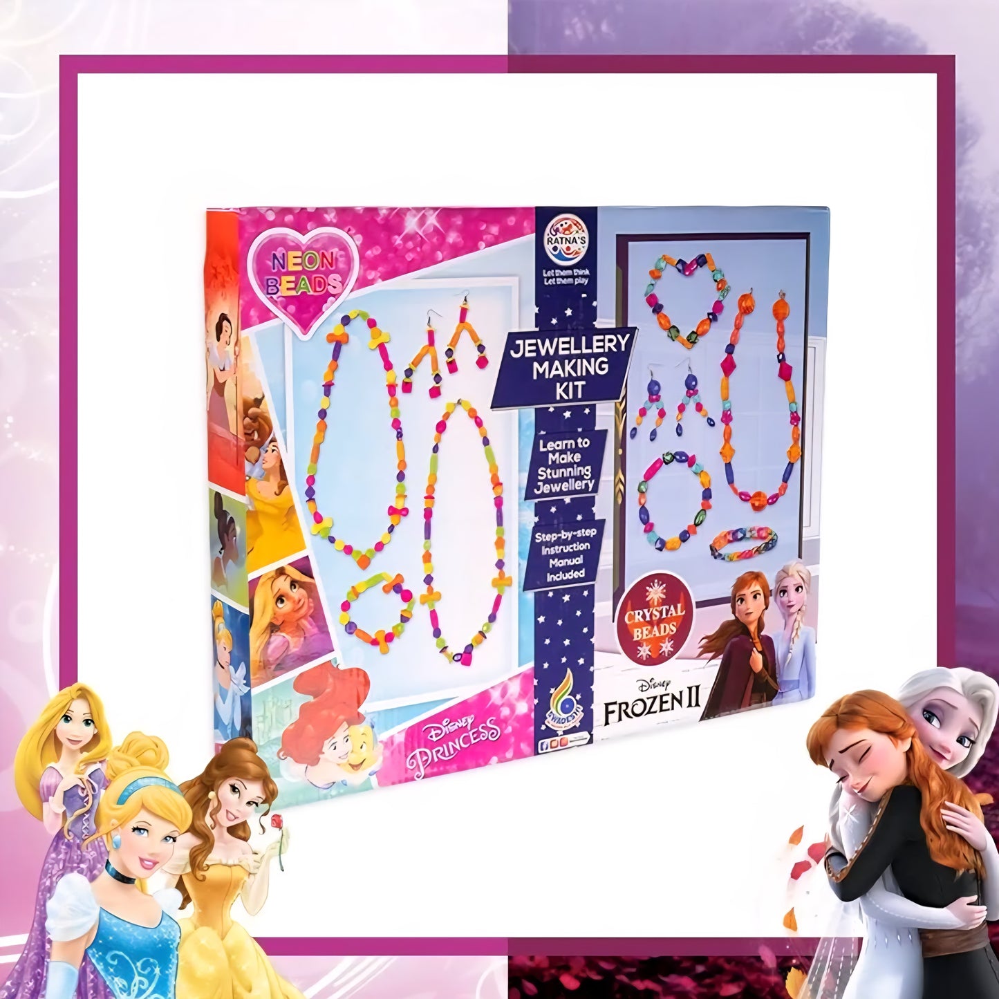 RATNA'S 2 in 1 Disney Princess & Frozen Jewelry Making DIY Kit