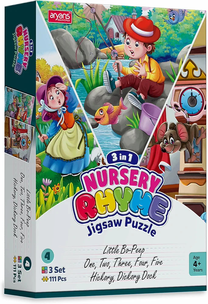 Nursery Rhyme Jigsaw Puzzle for Kids - 3 in 1-3 Nursery Rhymes to Choose - 3 Set - 111 Pieces Stories puzzle set