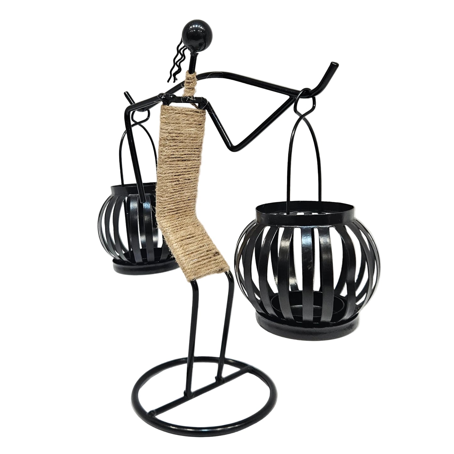 Handmade Iron Metal Rustic Candle Stand Sensational Warm Light for Romantic Dinner Showpiece Figurine