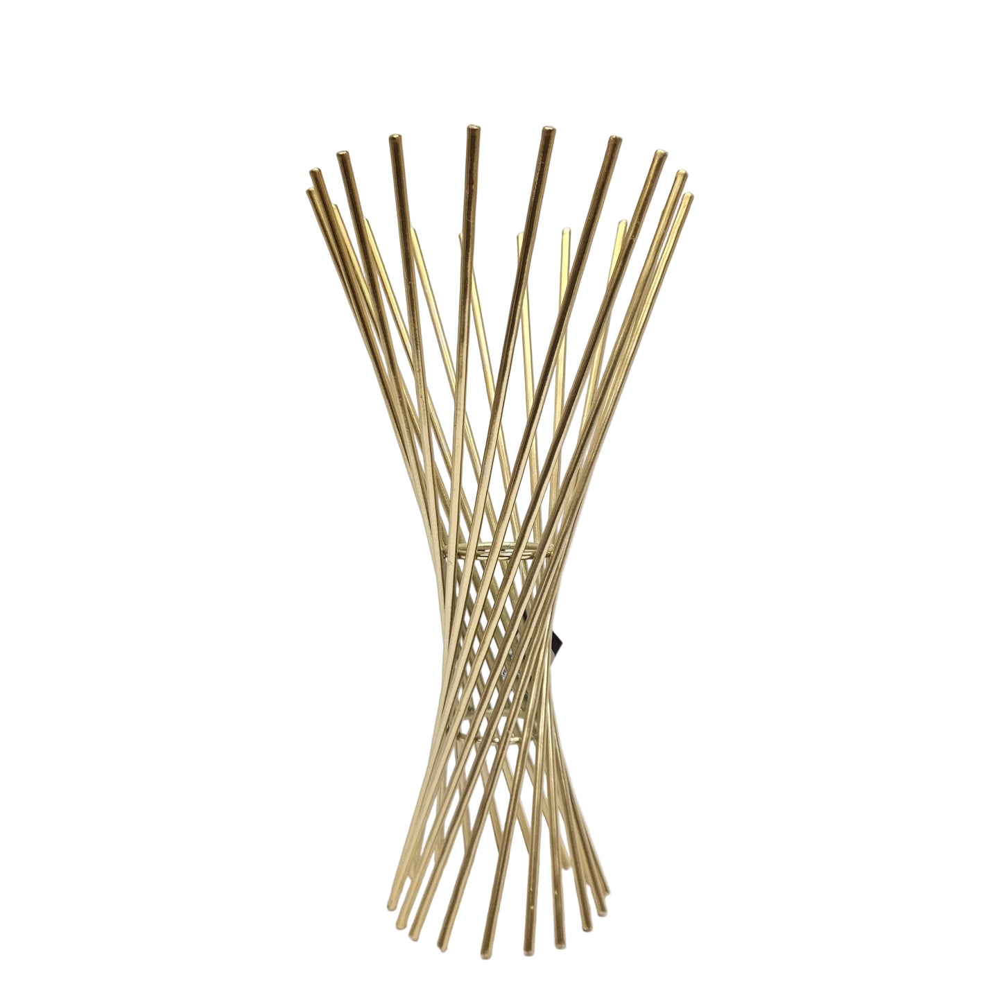 Modern abstract metal table decor piece featuring a twisted gold-finish Multipurpose frame