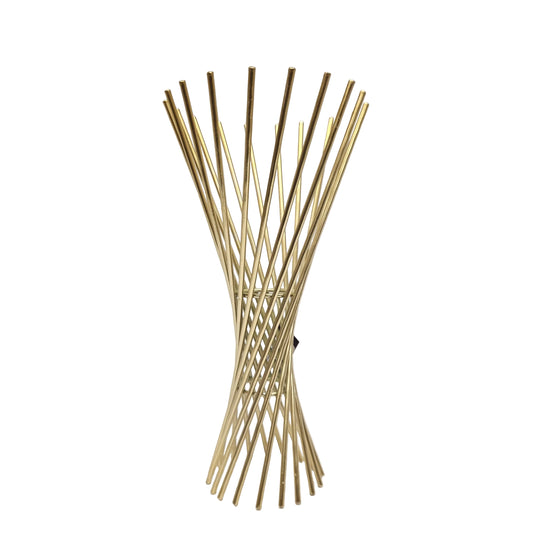 Modern abstract metal table decor piece featuring a twisted gold-finish Multipurpose frame