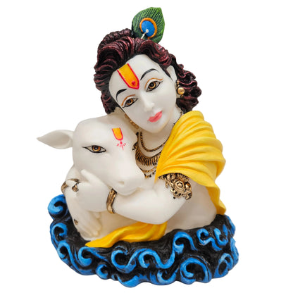 Handcrafted Lord Krishna statue made from marble dust or polyresin idol for Office/home decoration
