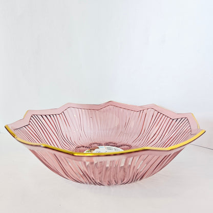 Flower Shaped designer plate,Crystal Clear transparent Appetizer Plates Snack Fruit with Golden Edges