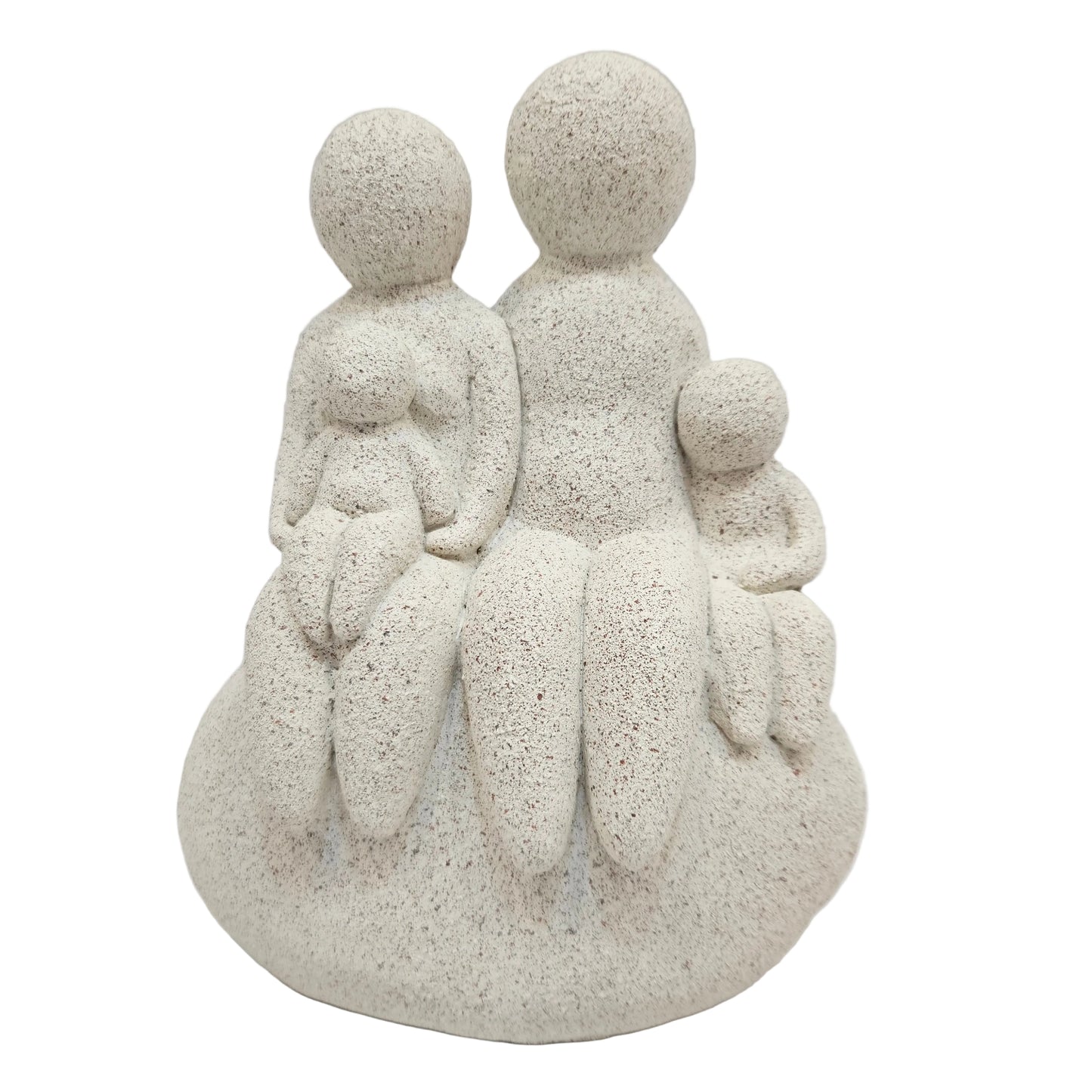 Family of 4 Figurines - Resin Hand-Painted Parents and Kids Beige Abstract Sculpture- Heartwarming Ornaments Home Tabletop Shelf Gift Decor