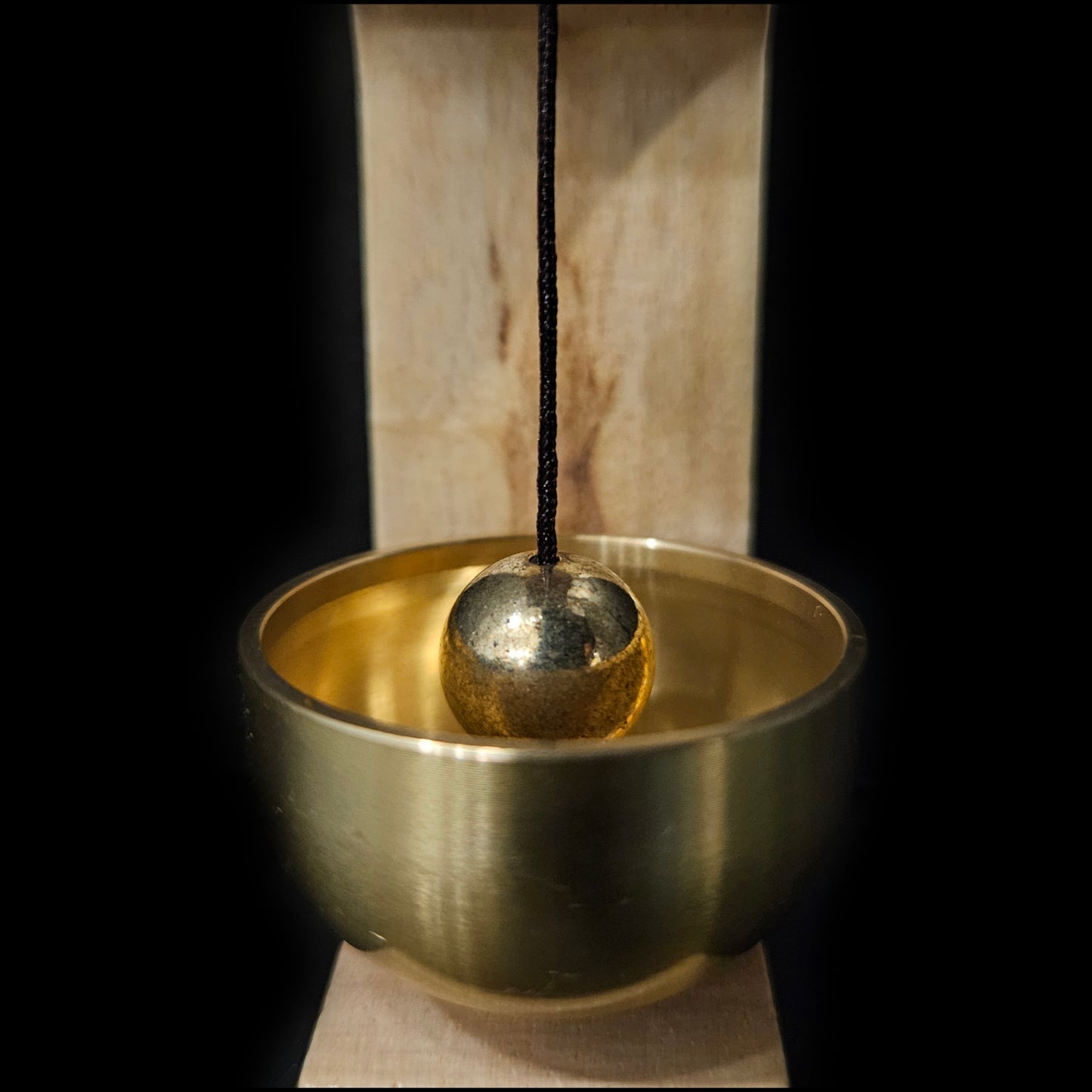 Mini Brass Hanging Bell with Wooden Stand Decorative Temple Bell for Home Mandir Pooja Room | Small Tabletop Puja Ghanti with Wooden Frame