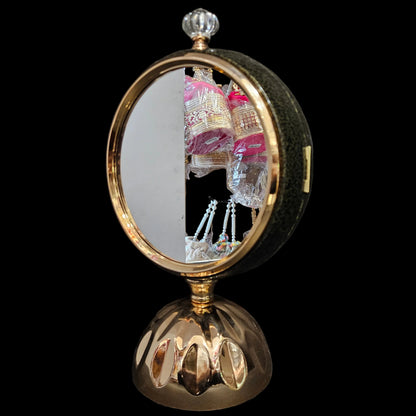 Elegant Golden Tripod Desk mirror & Clock with Moving Gears Steampunk Clock