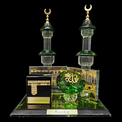 Kabba Mecca Allah Crystal & Minaret Gold Plated Showpiece Idol Finguries Ideal for Home Décor Collectable | Office Décor