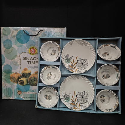Melamine Tableware snack time Exclusive 6 piece cups & 2 designer snack platters