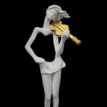 Violin Performance Musician Showpiece Figurine Table Ornament for Housewarming Gift White | 1 Violinist Figurine