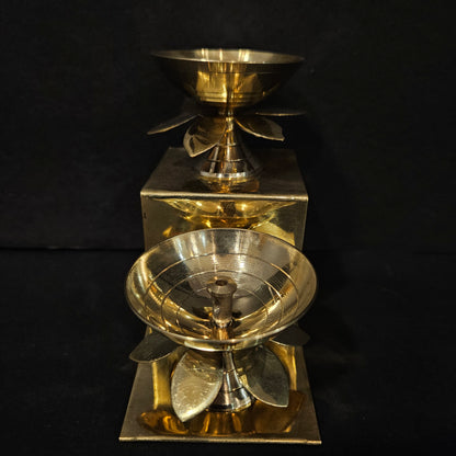 Delights Steps Brass Deepa Stand for Puja & Gifting