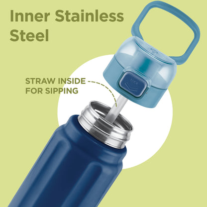 MILTON steel Taurus 900 ISI Certified Stainless Steel Water Bottle, Leak Proof, Rust Proof, Single walled,1 Yr Warranty, Ideal Sipper Water Bottle for School Kids Bottle,640ml